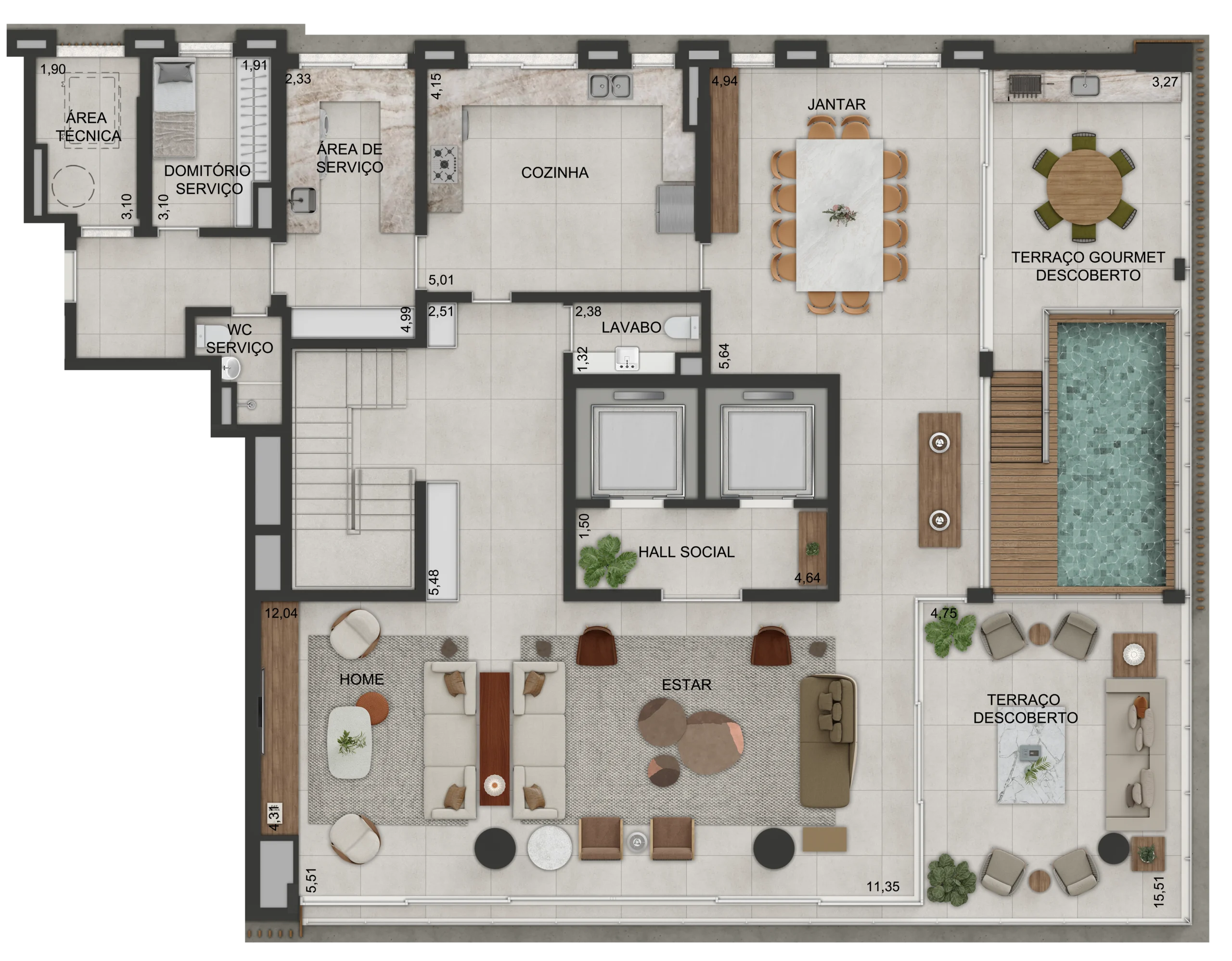 Planta Duplex 02 Inferior Com Cota